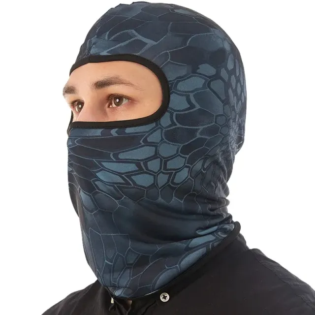 Motocyklová cyklistická kukla - celotvárová maska s rychloschnoucím lycrovým krkem