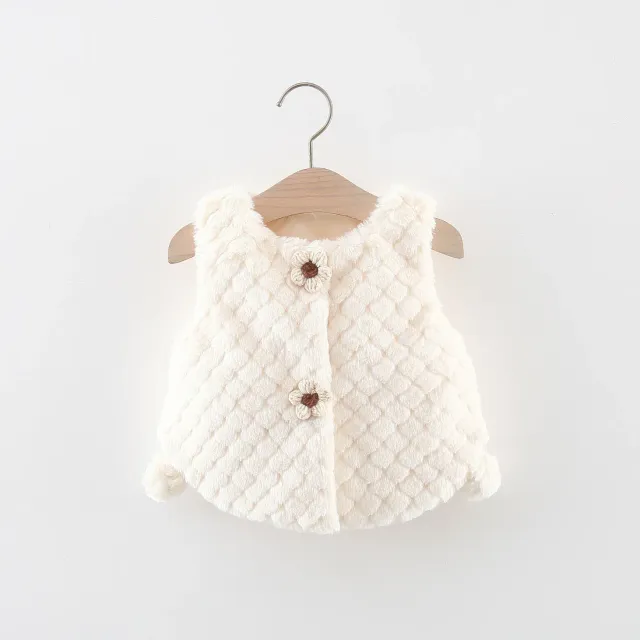 Children's winter fur vest and flower knob for newborns