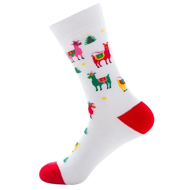 Chaussettes de Noël avec motifs joyeux - Saint Nicolas, renne, sapin, flocons et bonhomme de neige