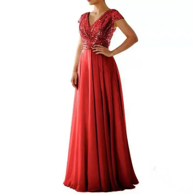 Women's fashionable maxi dress with v-neck, sequins and chiffon for prom