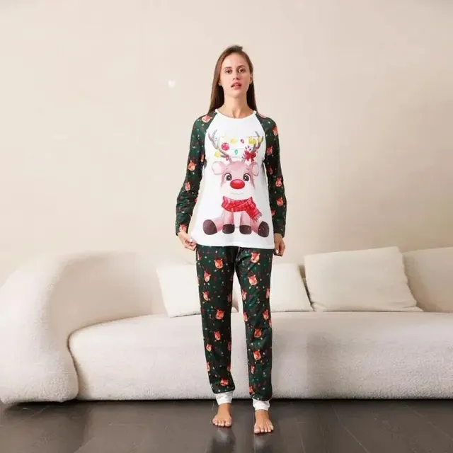 Családi karácsonyi pizsama rénszarvasos mintával - minőségi, puha és kényelmes