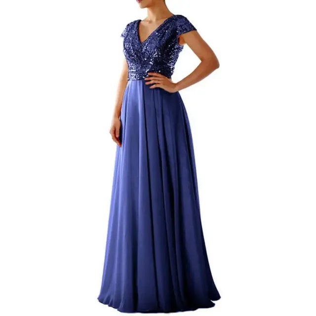 Women's fashionable maxi dress with v-neck, sequins and chiffon for prom