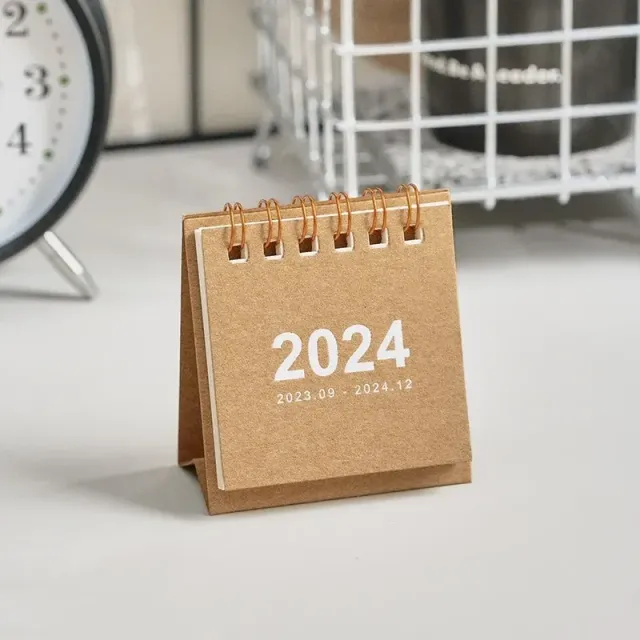 Mini calendar de birou pentru anul 2024 într-o singură culoare - planificator zilnic, organizator anual și decor pentru masă