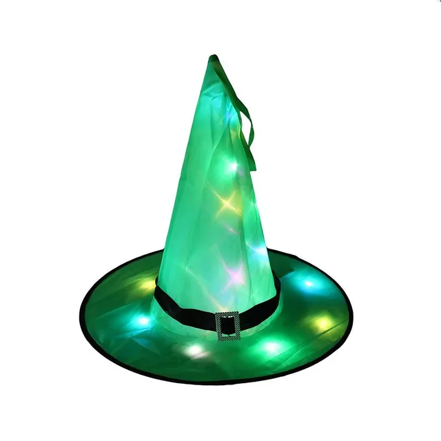 Dětský barevný čarodějnický klobouk s LED svícením