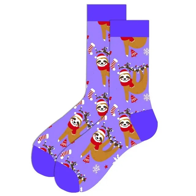 Chaussettes de Noël avec motifs joyeux - Saint Nicolas, renne, sapin, flocons et bonhomme de neige