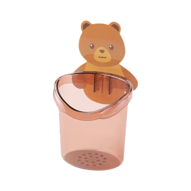 Pink cute bear toothbrush holder and paste