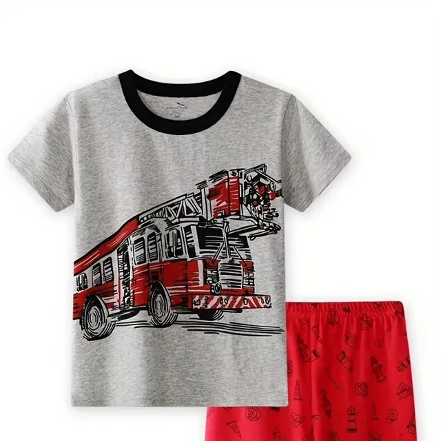 Baby cotton pajamas with short sleeves and shorts with cartoon printing for boys and girls