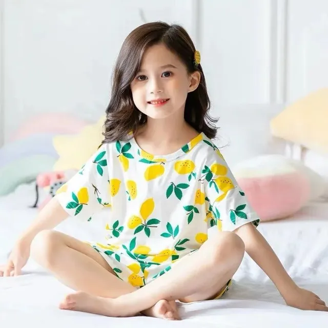 Baby cotton pajamas with short sleeves for boys and girls