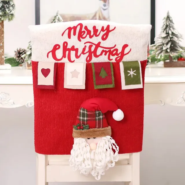 Christmas chair cover with 3D Santa Claus motif and moose