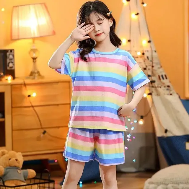 Baby cotton pajamas with short sleeves for boys and girls