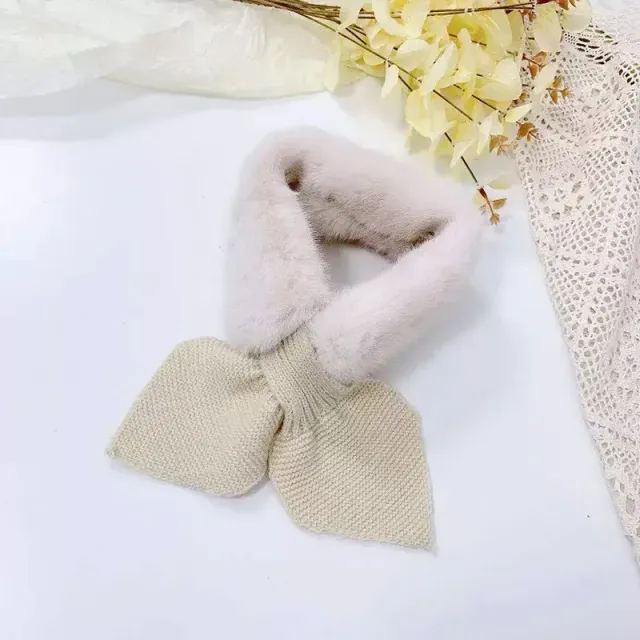 Children's winter scarf with plush collar for girls - different colors