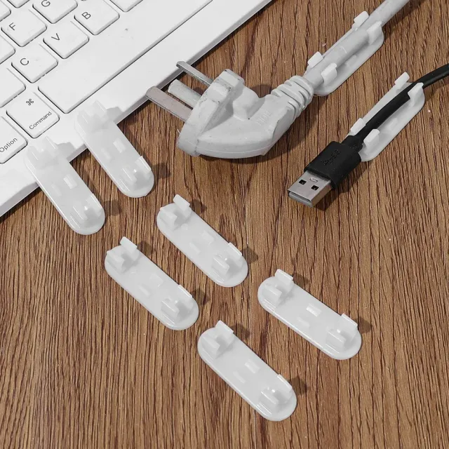 10 pieces self-adhesive cables for desktop computer and wall - mini cable holder for organization and mounting of network cables