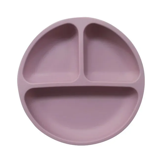 Baby silicone plate with suction cup for divided diet