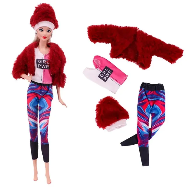 Set of 5 pieces of fashionable clothes and accessories for Barbie dolls