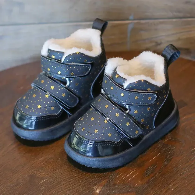 Children's winter snow boots for toddlers and infants - warm teddy outdoor ankle boots with soft sole antislip baby boots