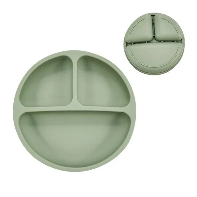 Baby silicone plate with suction cup for divided diet