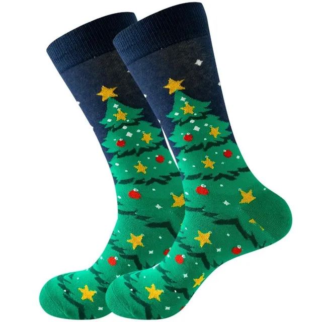 Christmas socks with cheerful motifs - Nicholas, reindeer, tree, snowflakes and snowman