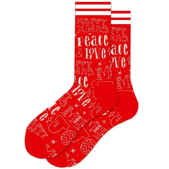 Christmas socks with cheerful motifs - Nicholas, reindeer, tree, snowflakes and snowman