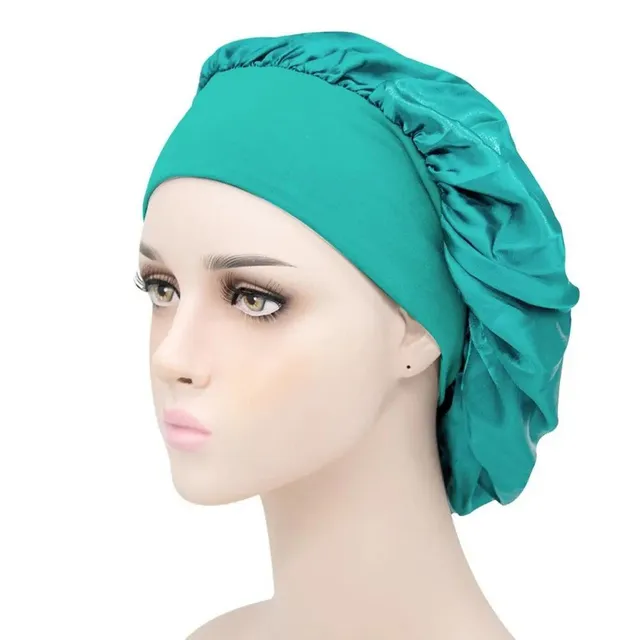 Special satin cap for sleeping against tangled long hair and hair extensions - more colors