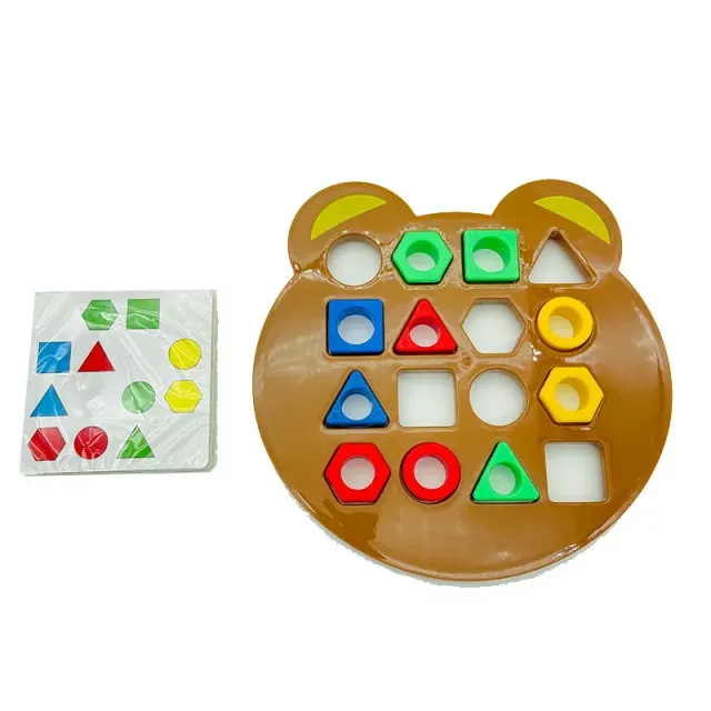 Children's wooden puzzle with geometric shapes - educational game for children