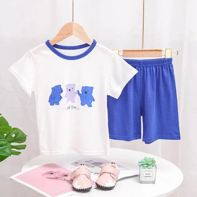 Baby cotton pajamas with short sleeves for boys and girls