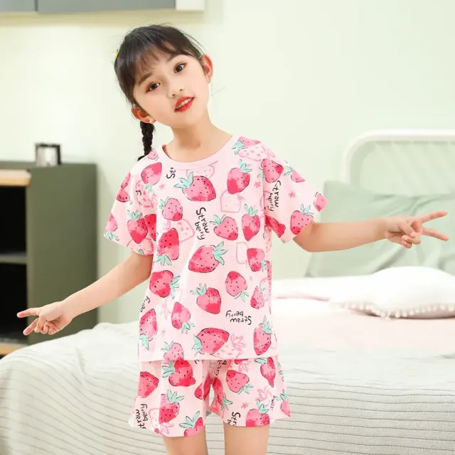 Baby cotton pajamas with short sleeves for boys and girls