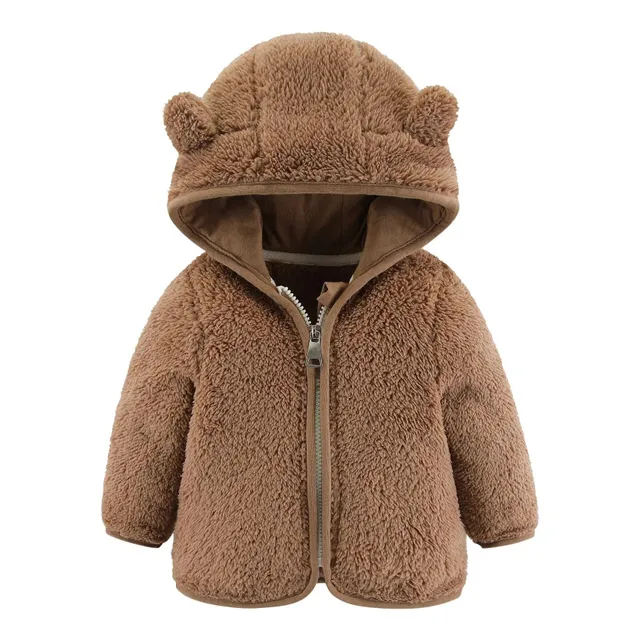 Spring and autumn baby fleece jacket with ears teddy bear, long sleeve and warm jacket, baby clothes