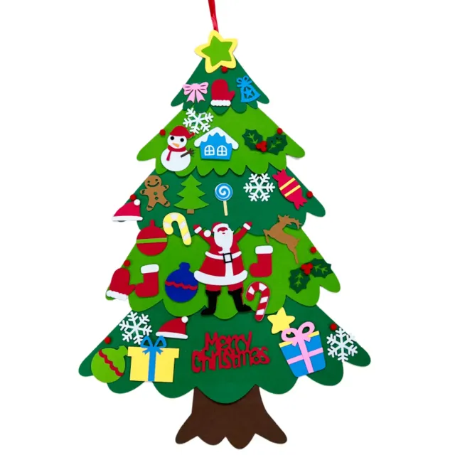Detský DIY Filtch vianočný stromček s dekoratívnymi dekoráciami