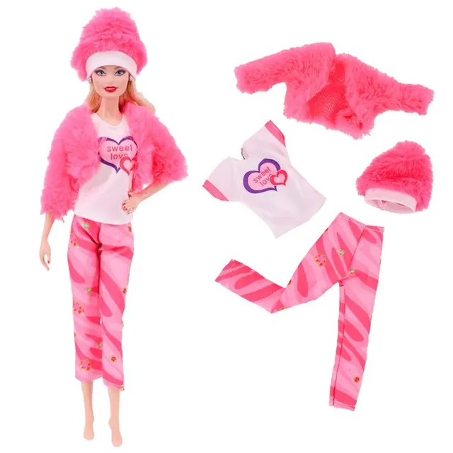 Set of 5 pieces of fashionable clothes and accessories for Barbie dolls