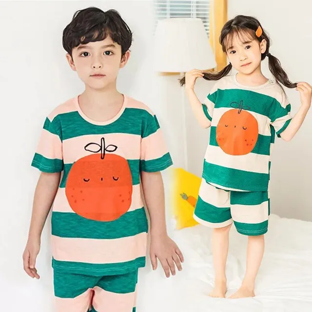 Baby cotton pajamas with short sleeves for boys and girls