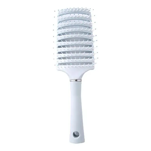 Comb against electrostatic charge, with bent design for head massage and long handle