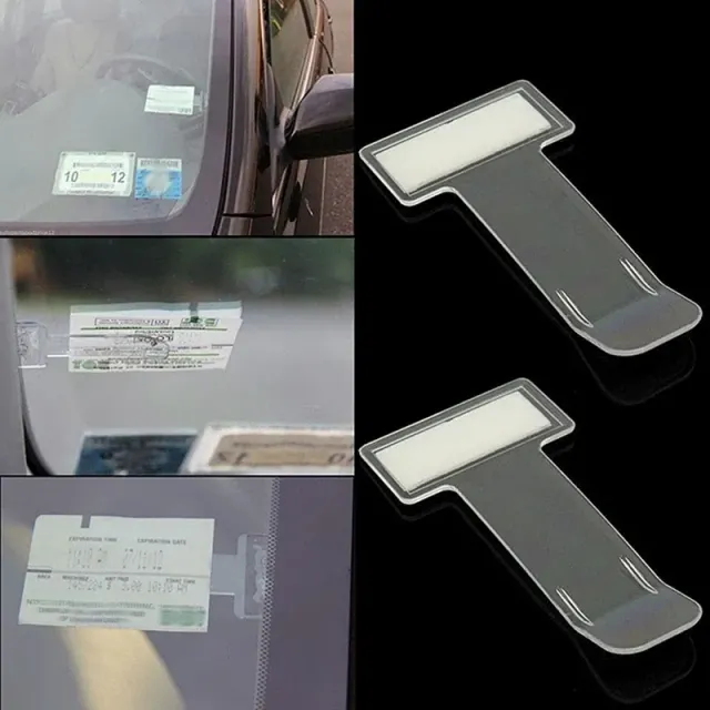 Univerzální klip na parkovací lístky a doklady do auta - transparentní barva