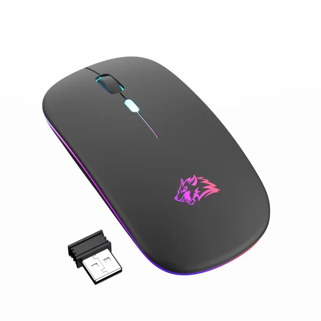 Wireless Bluetooth mouse with LED lighting and quiet button