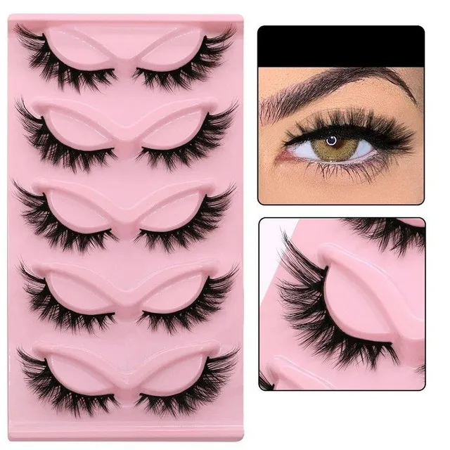 Set of 5 pairs of artificial algae Artificial long eyelashes with full strip Set for extension of algae Natural adhesive eyelashes