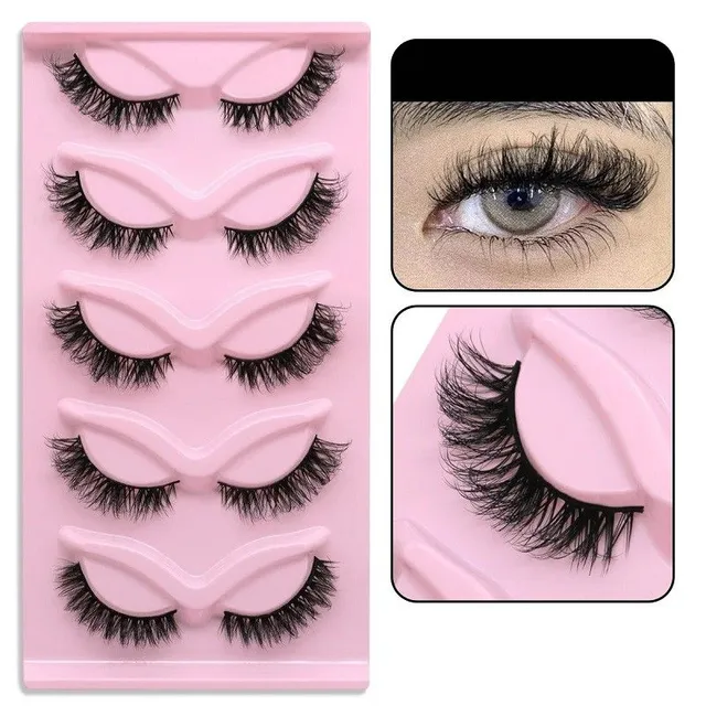 Set of 5 pairs of artificial algae Artificial long eyelashes with full strip Set for extension of algae Natural adhesive eyelashes