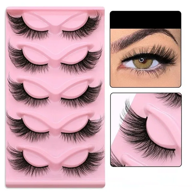 Set of 5 pairs of artificial algae Artificial long eyelashes with full strip Set for extension of algae Natural adhesive eyelashes