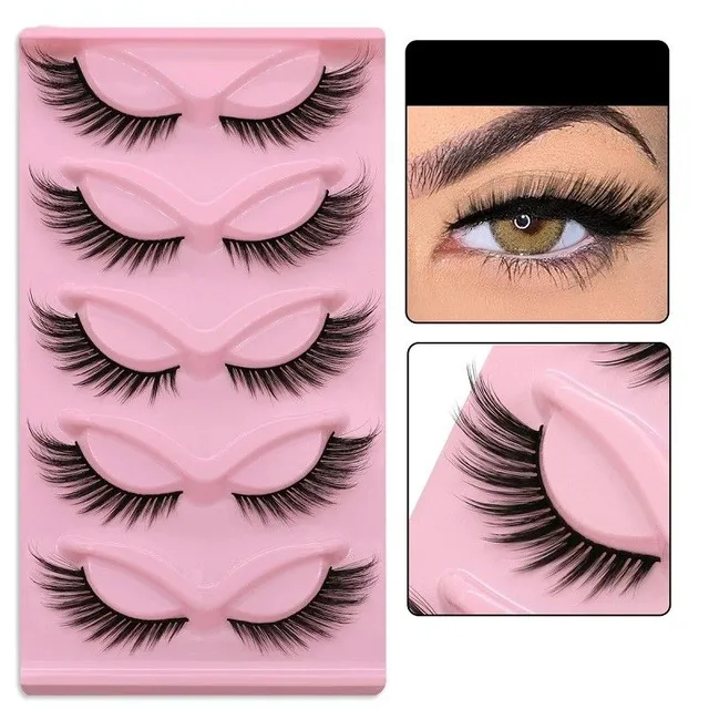 Set of 5 pairs of artificial algae Artificial long eyelashes with full strip Set for extension of algae Natural adhesive eyelashes