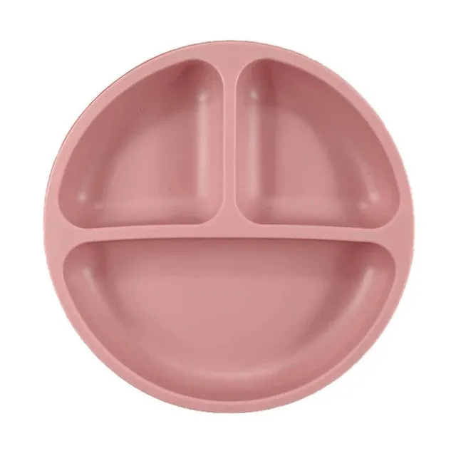 Baby silicone plate with suction cup for divided diet