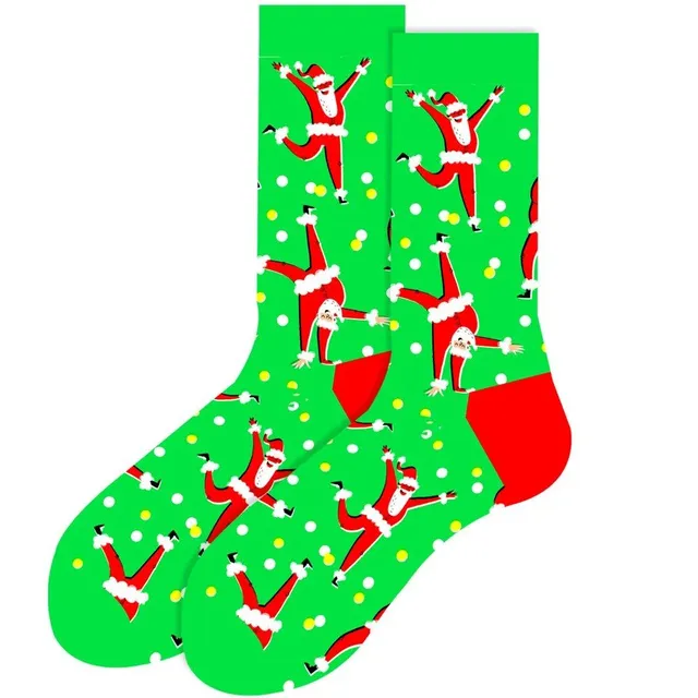 Christmas socks with cheerful motifs - Nicholas, reindeer, tree, snowflakes and snowman