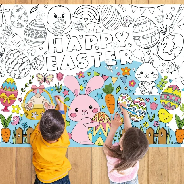 Easter tablecloth with graffiti theme - coloring book