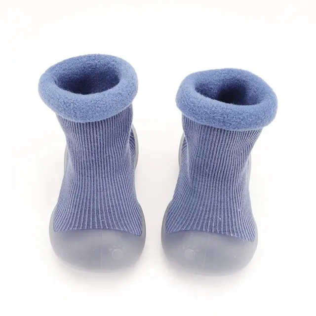 Ponožky pre novorodencov a batoľatá s mäkkou podošvou, teplým fleece a antislip vlastnosti pre prvé kroky