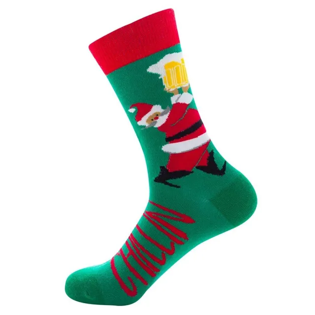 Christmas socks with cheerful motifs - Nicholas, reindeer, tree, snowflakes and snowman