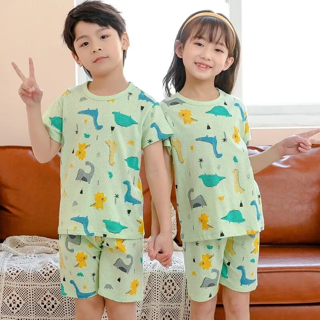 Baby cotton pajamas with short sleeves for boys and girls