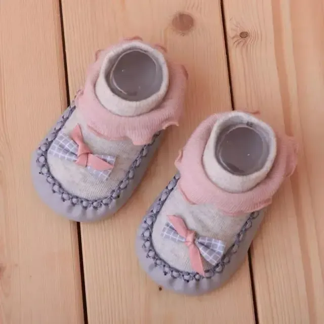 Gyermek őszi/téli zokni pamut íj újszülöttek és kisgyermekek számára - anti-csúszás