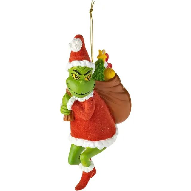 Christmas decoration of the green Grinch to hang on the Christmas tree - different variants