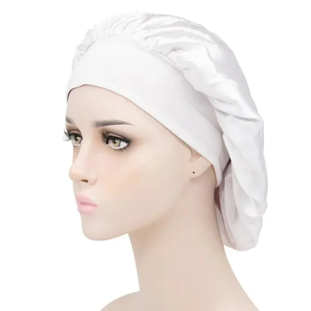 Special satin cap for sleeping against tangled long hair and hair extensions - more colors