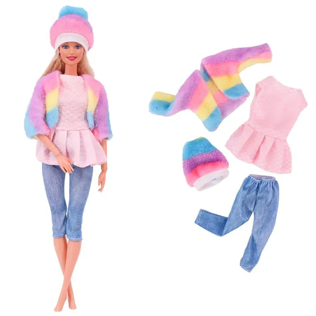 Set of 5 pieces of fashionable clothes and accessories for Barbie dolls