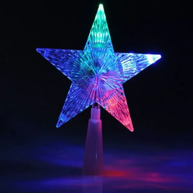 1 buc. stea strălucitoare LED pentru bradul de Crăciun cu schimbare de culori