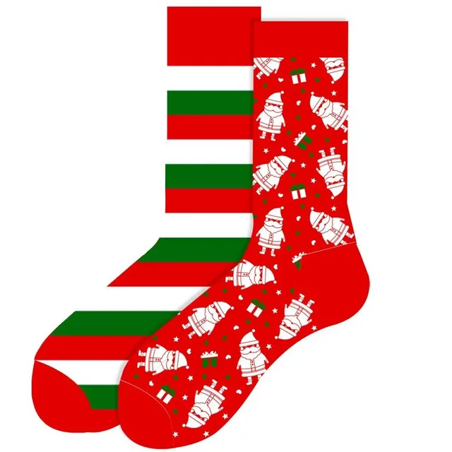 Christmas socks with cheerful motifs - Nicholas, reindeer, tree, snowflakes and snowman