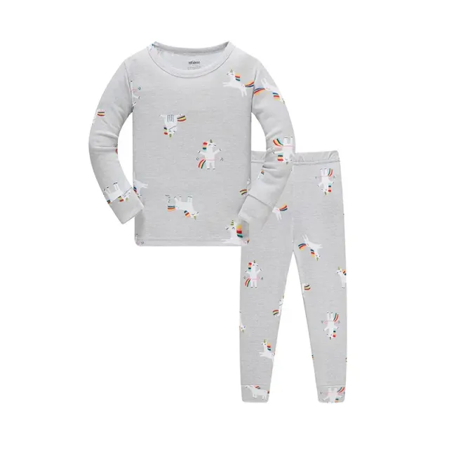 Two-piece pajamas for children with long sleeve and long pants with cheerful pictures